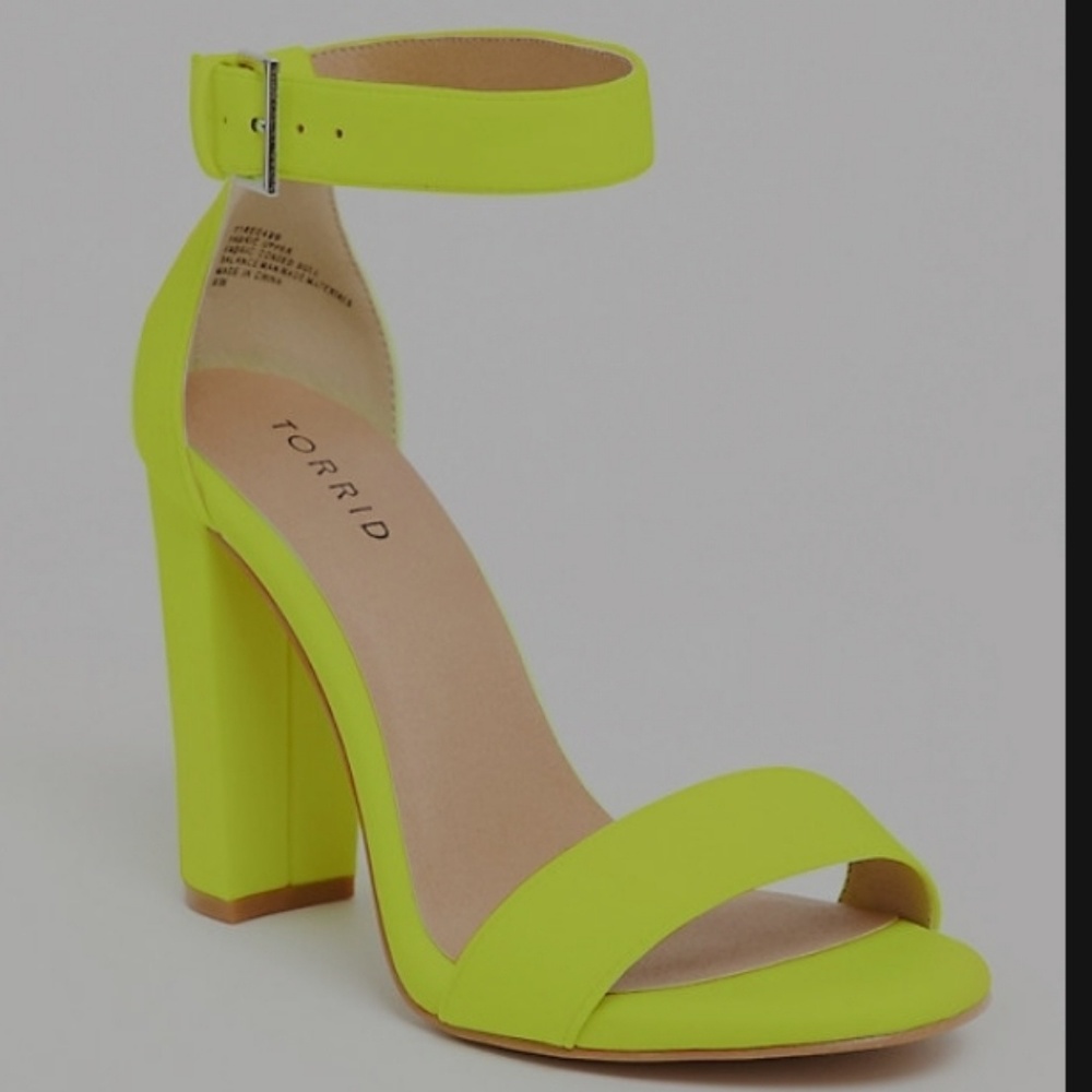 torrid Neon Yellow Ankle Strap Block Heel Sandals